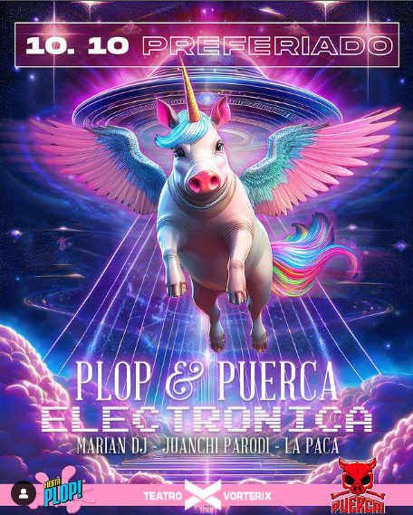 Beneficio Participa por dos entradas para la fiesta Plop vs Puerca en el Teatro Vorterix! de Soci@s