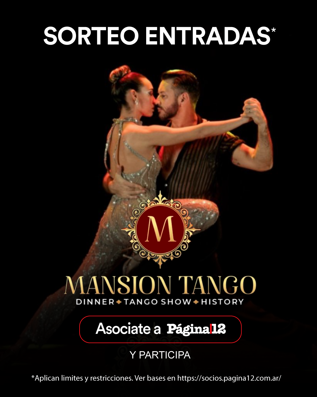Beneficio ¡Participa por un par de entradas para Mansión Tango con cena incluida! de Soci@s