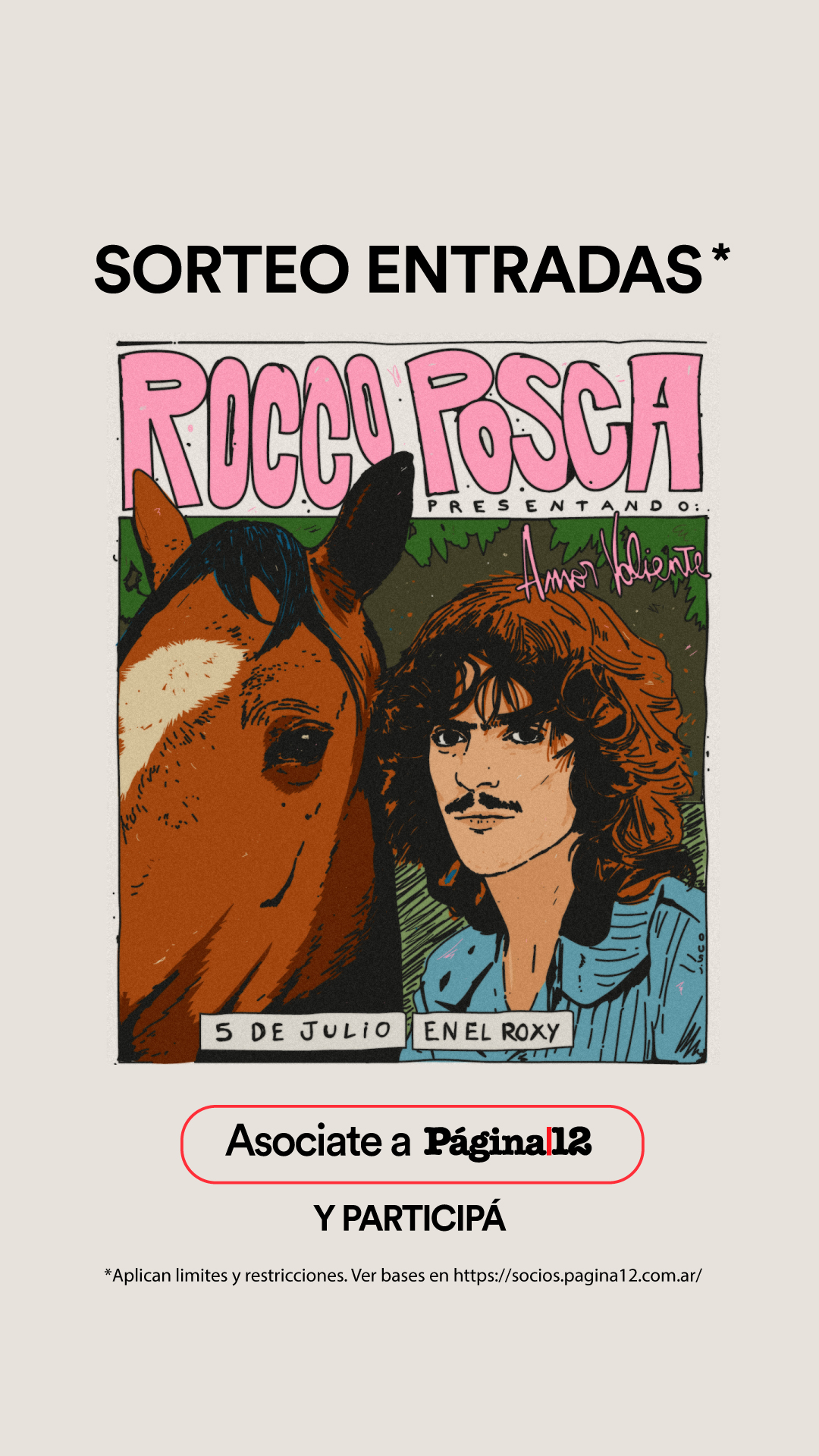 Beneficio ¡Participa por un par de entradas para Rocco Posca en el Roxi! de Soci@s