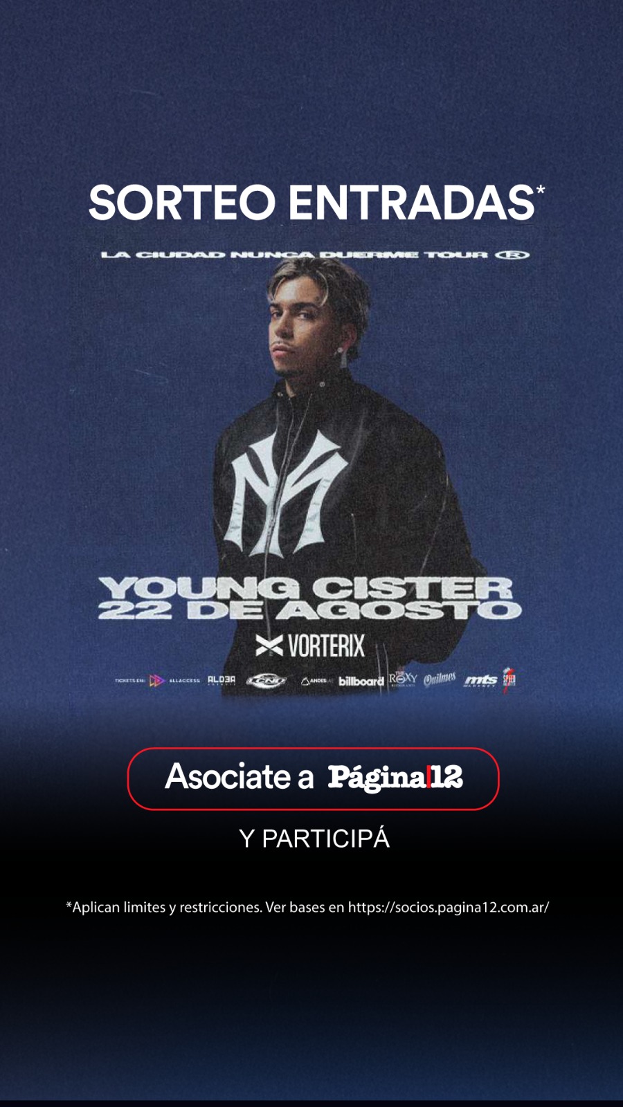 Beneficio ¡Participa por entradas para YOUNG CISTER en Teatro Vorterix! de Soci@s